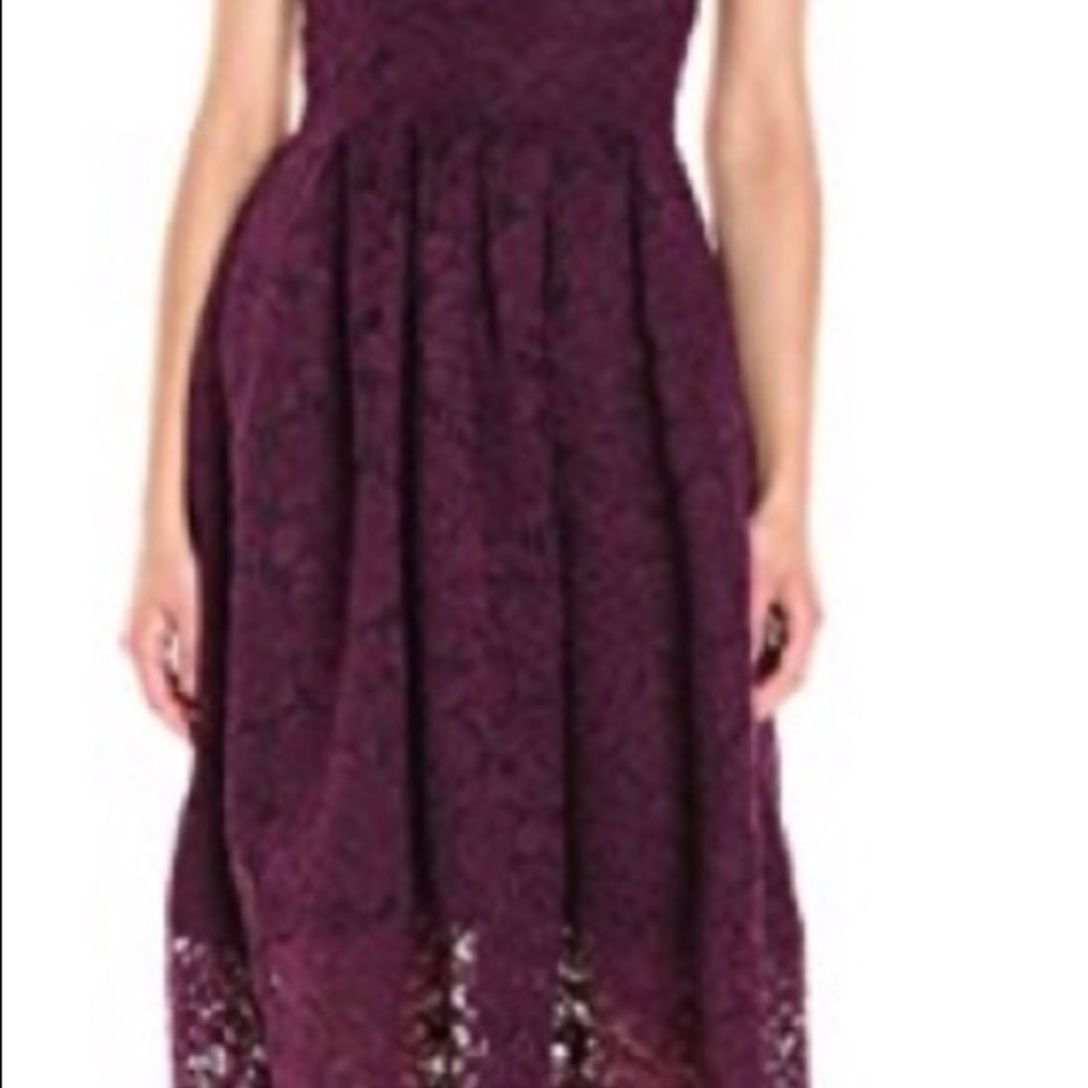 Vera Wang Strapless Lace Tea Length Dress